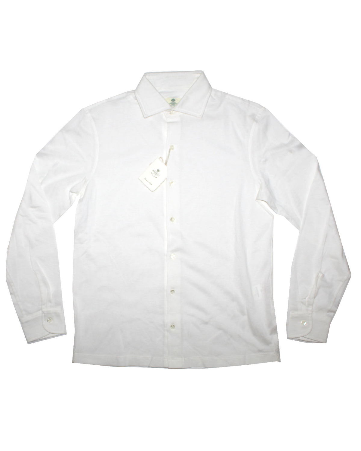 Luigi Borrelli Long Sleeve Polo Shirt White EU 46 / US 36 SALE