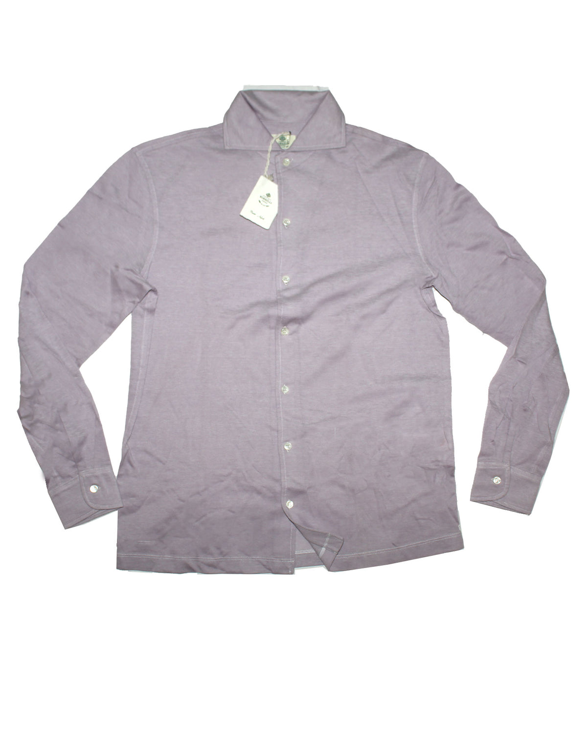 Luigi Borrelli Long Sleeve Polo Shirt Lilac EU 48 / US 38 SALE