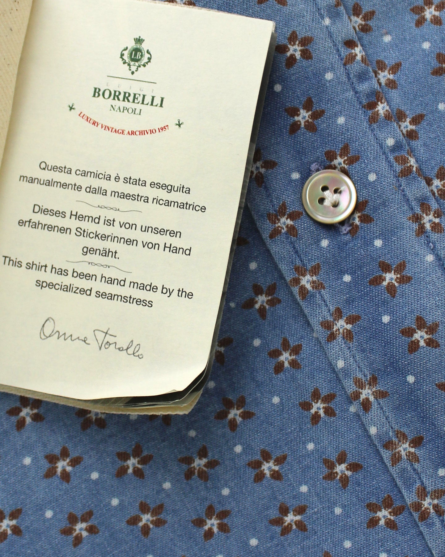 Luigi Borrelli Sport Shirt Blue Floral 