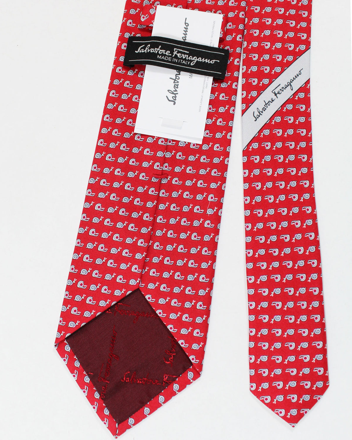 Salvatore Ferragamo Tie Red Snail Design