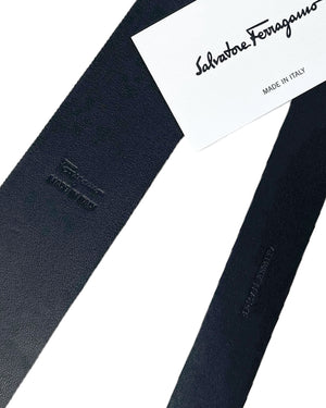 Salvatore Ferragamo Leather Square End Tie Black SALE