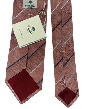 Luigi Borrelli Silk Tie Brick Red, Stripes
