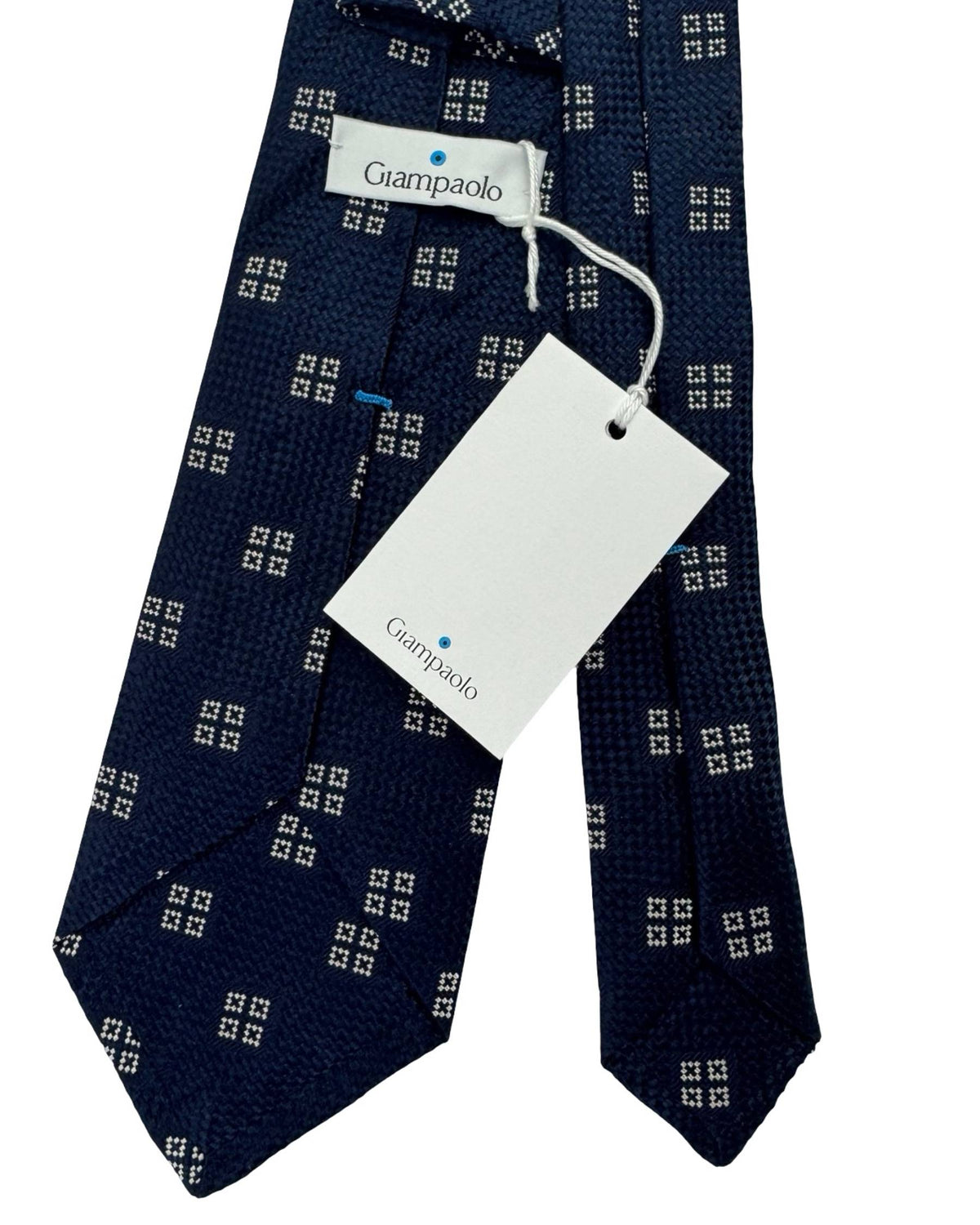 Giampaolo Tie Dark Blue White Mini Squares