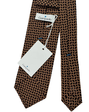 Giampaolo Tie Beige Black Brown Geometric