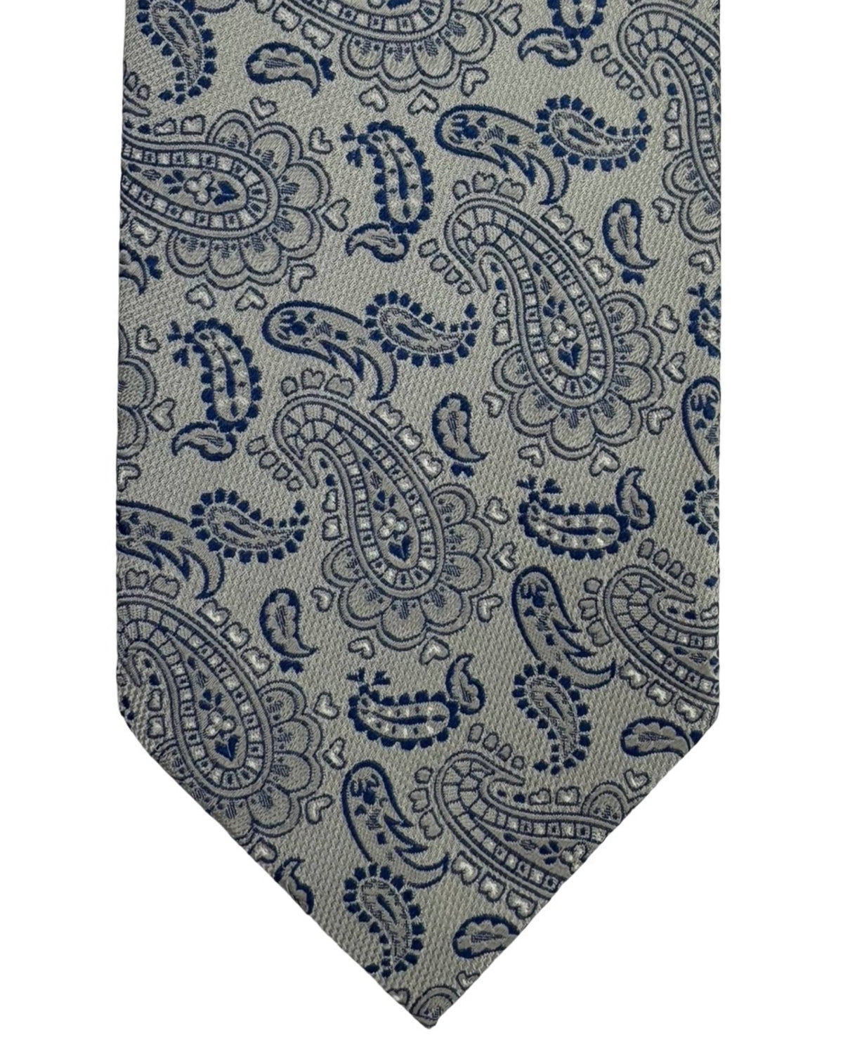 Giampaolo Tie Dark Blue Gray Paisley