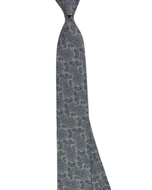 Giampaolo Tie Dark Blue Gray Paisley