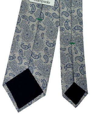 Giampaolo Silk Tie Gray Dark Blue Paisley