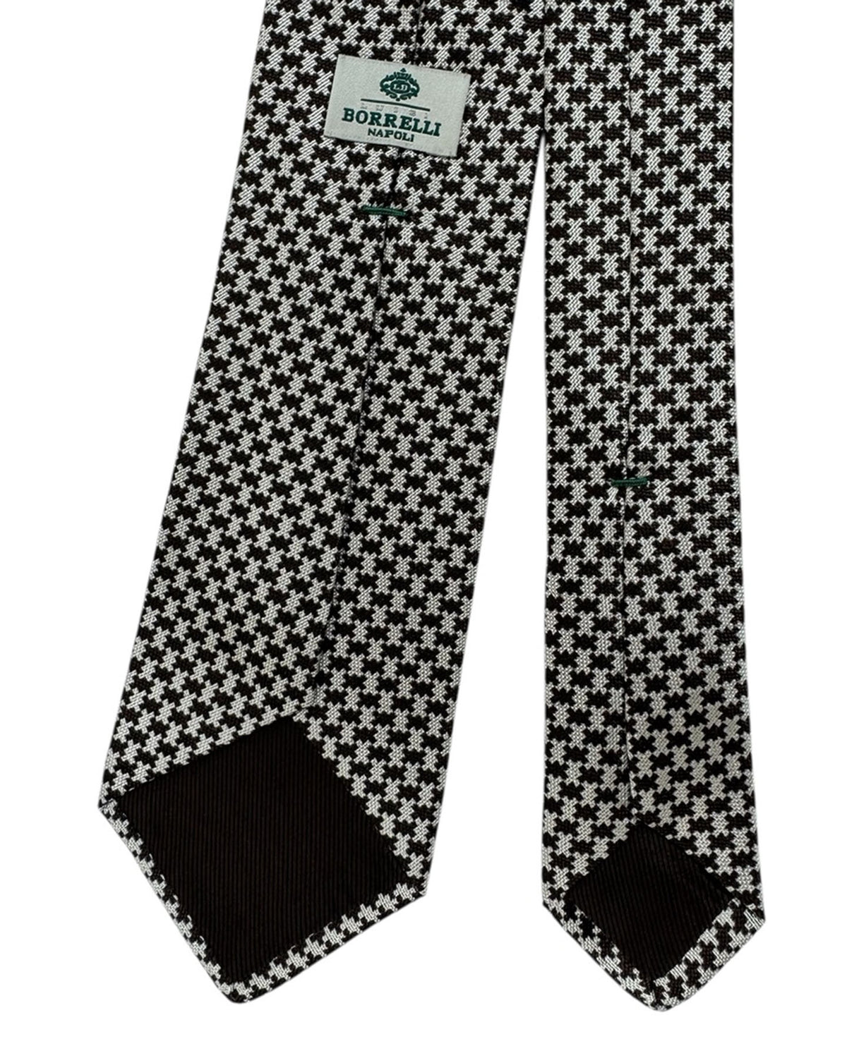 Luigi Borrelli Silk Tie Black and White Houndstooth