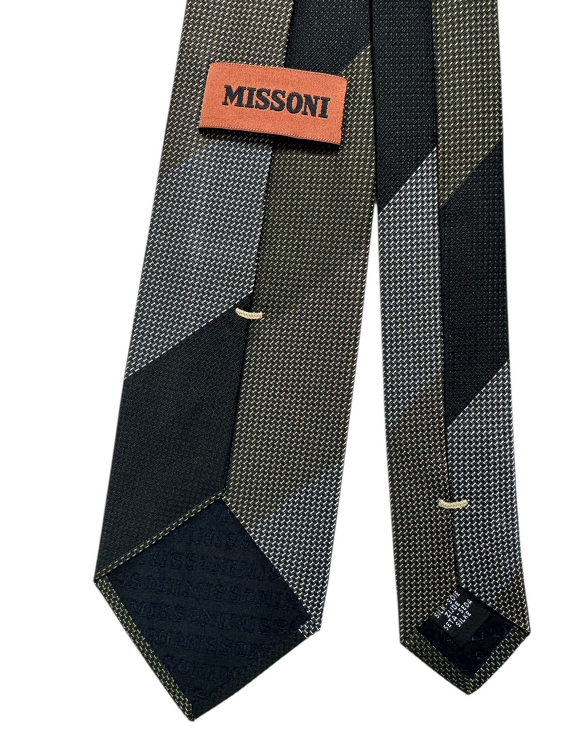 Missoni Tie  Black, Olive & Gray Color Block