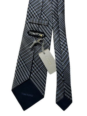 Tom Ford Tie Black & Gray Plaid  - Wide Necktie