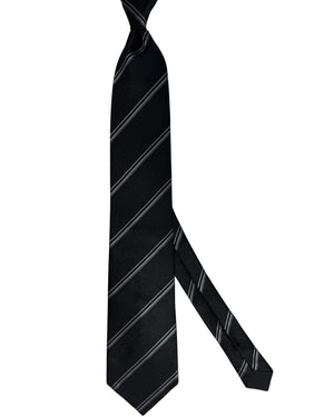 Tom Ford Tie Black Gray Herringbone Stripes  - Wide Necktie