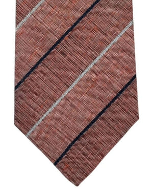 Luigi Borrelli Silk Tie Brick Red Stripes SALE