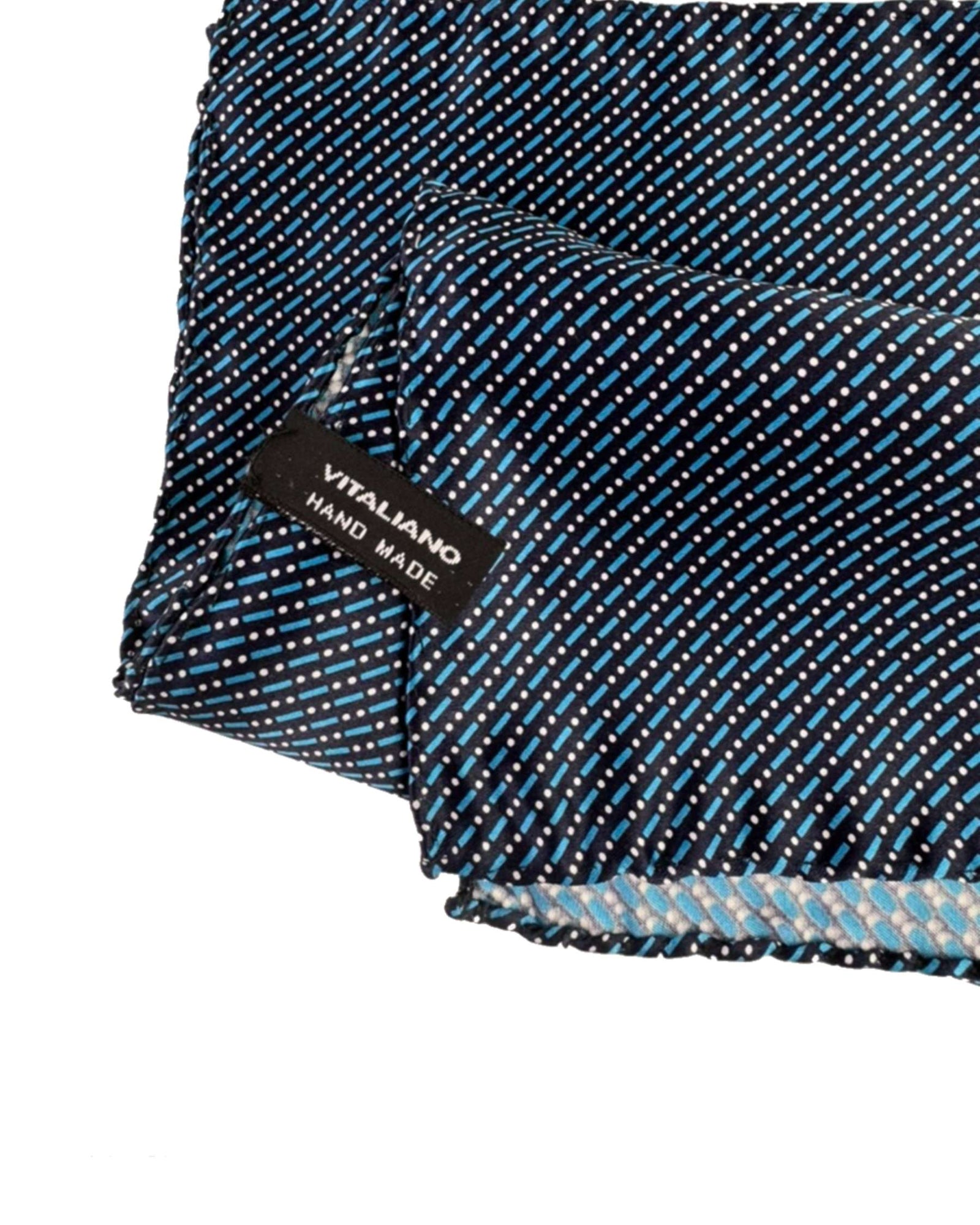 Vitaliano Pancaldi Silk Pocket Square Black Blue Silver