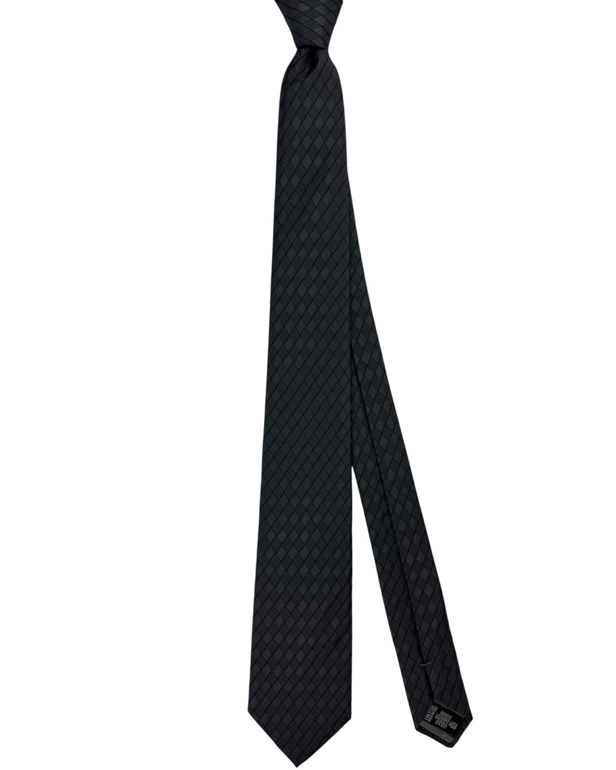 Armani Necktie Charcoal Gray Diamond Grid
