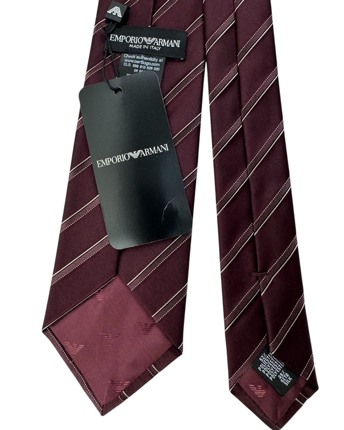 Armani Necktie Maroon With Cream Stripes