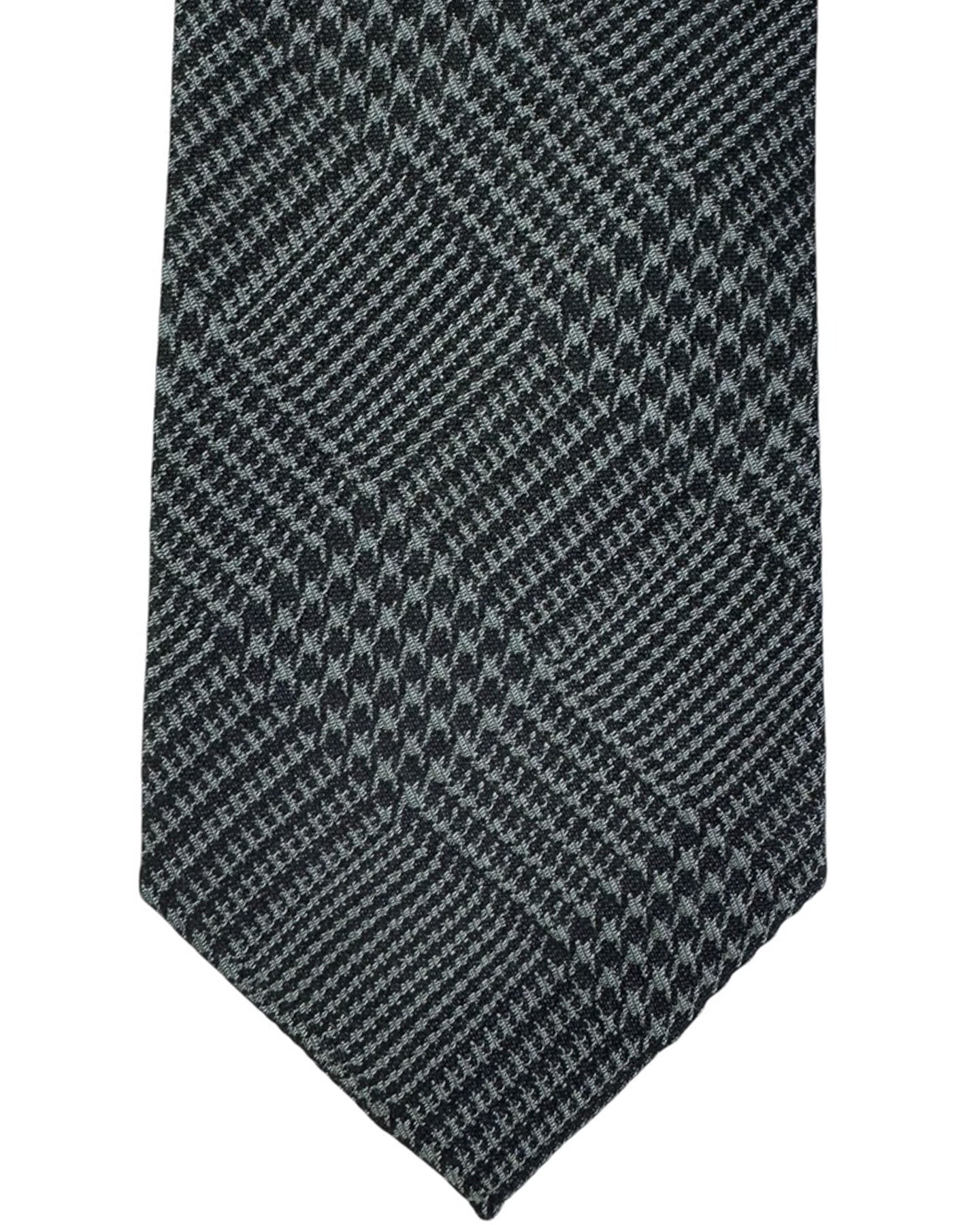 Armani Tie Charcoal Gray Black Glen Check