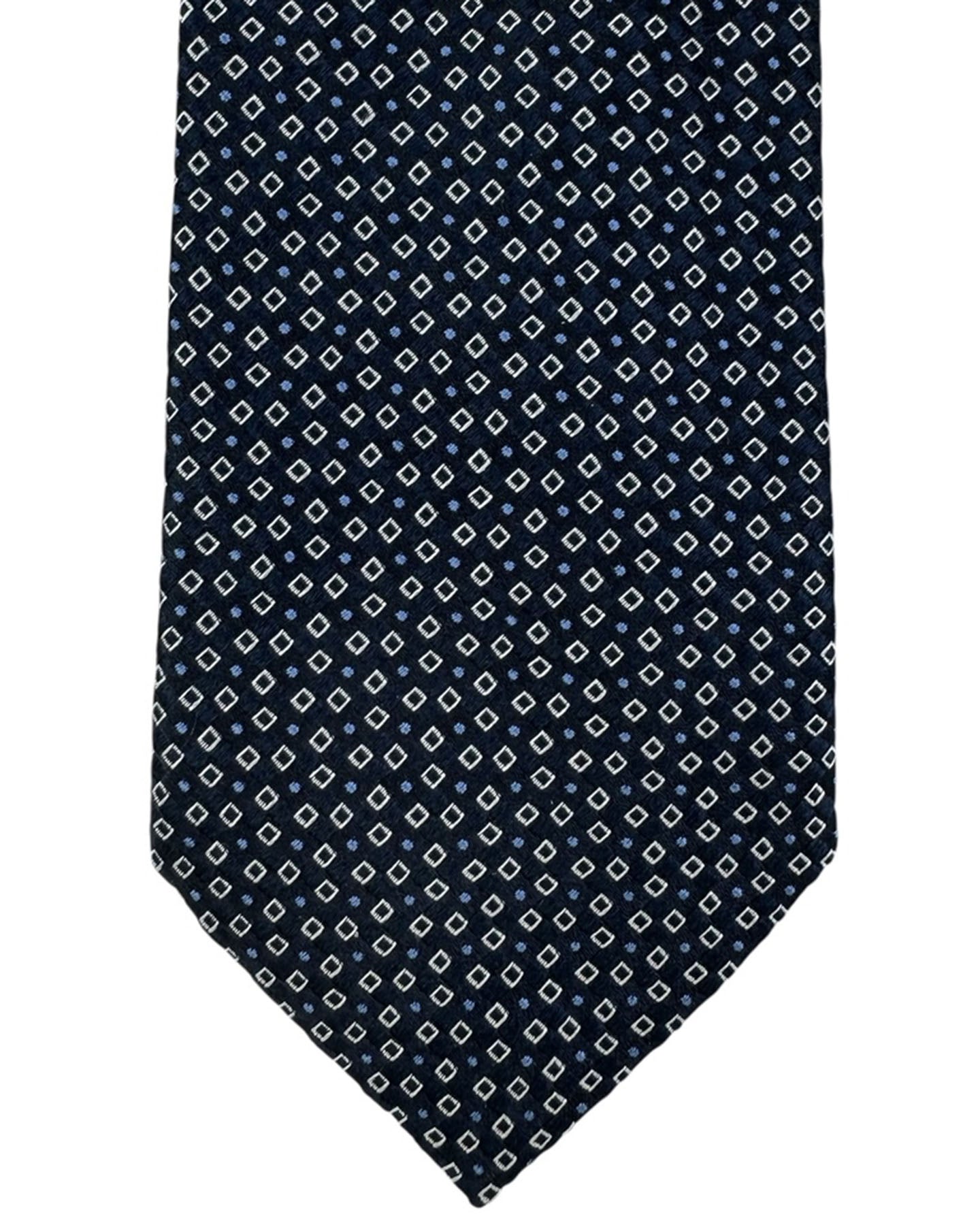 Armani Tie Navy Diamond Grid Microprint
