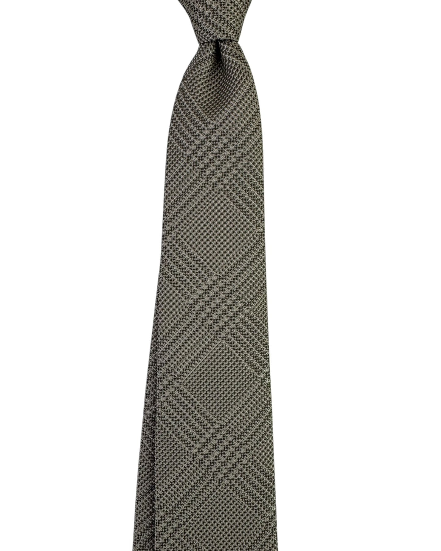 Armani Silk Tie Beige Salt and Pepper Tweed