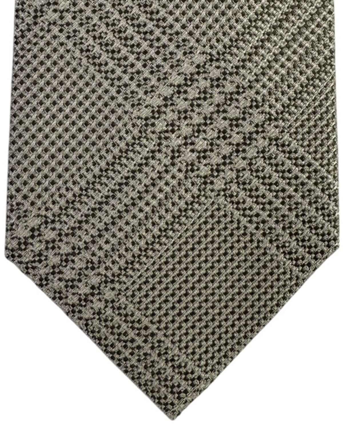 Armani Silk Tie Beige Salt and Pepper Tweed