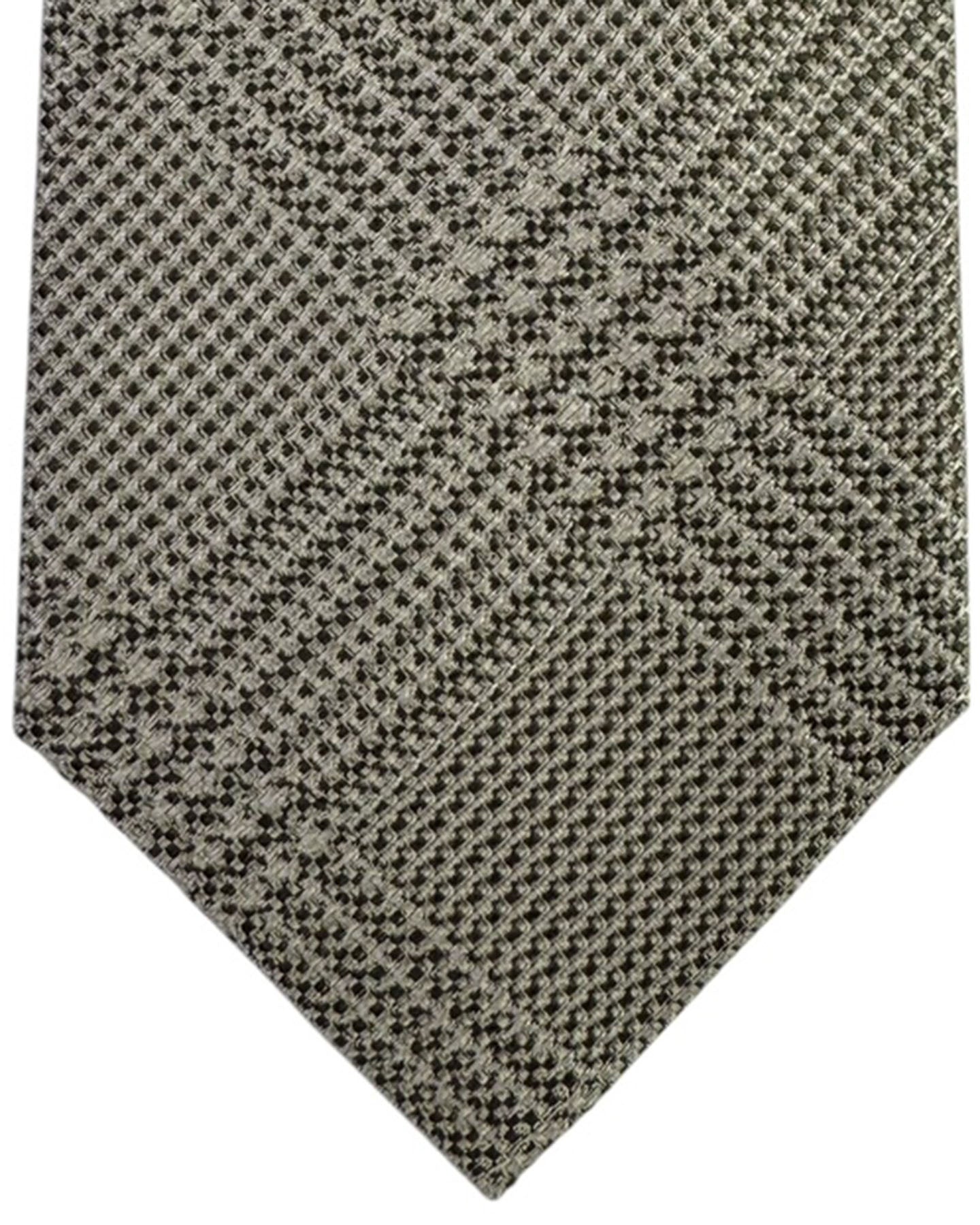 Armani Silk Tie Beige Salt and Pepper Tweed