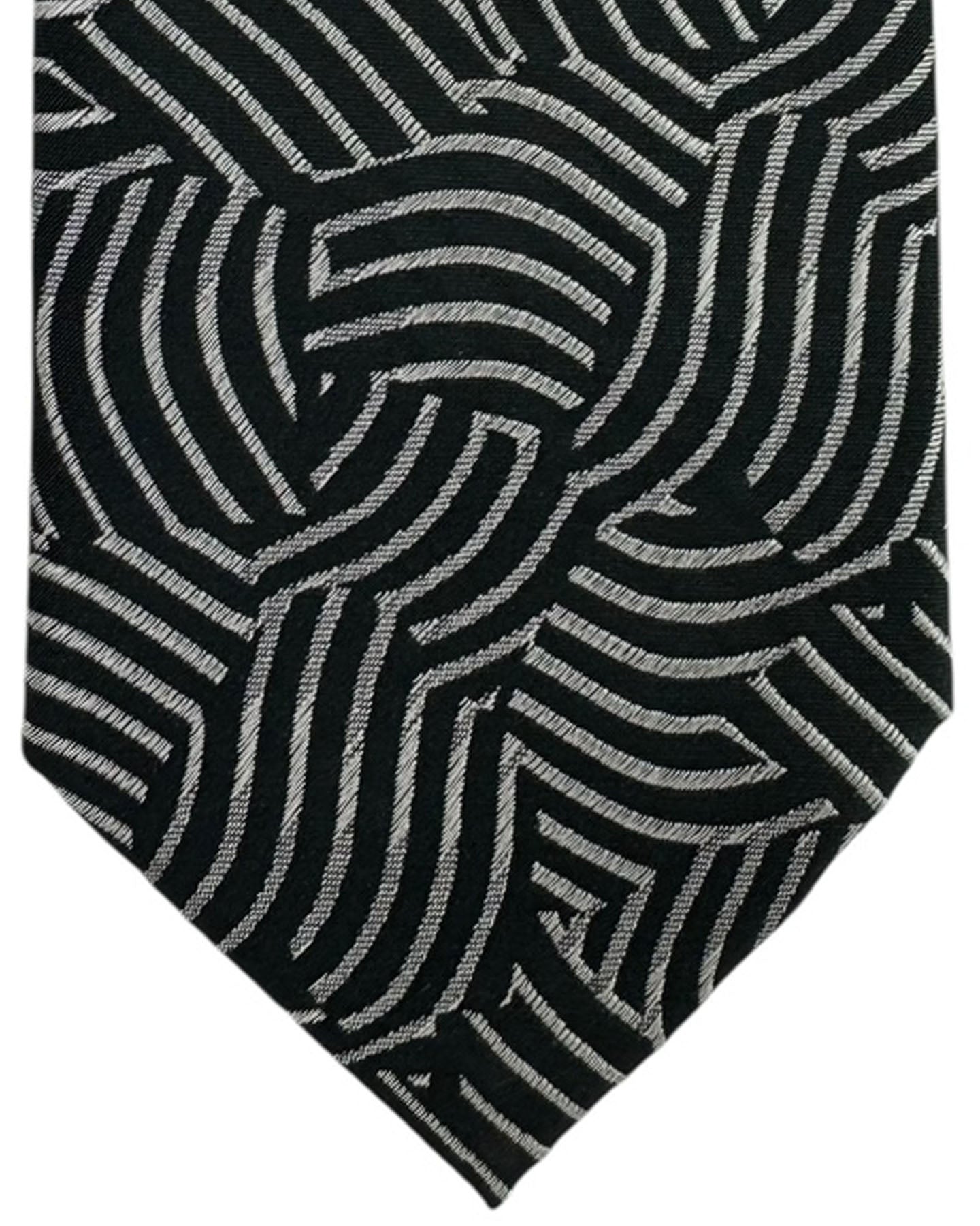 Armani Silk Tie Black Abstract Swirl Pattern