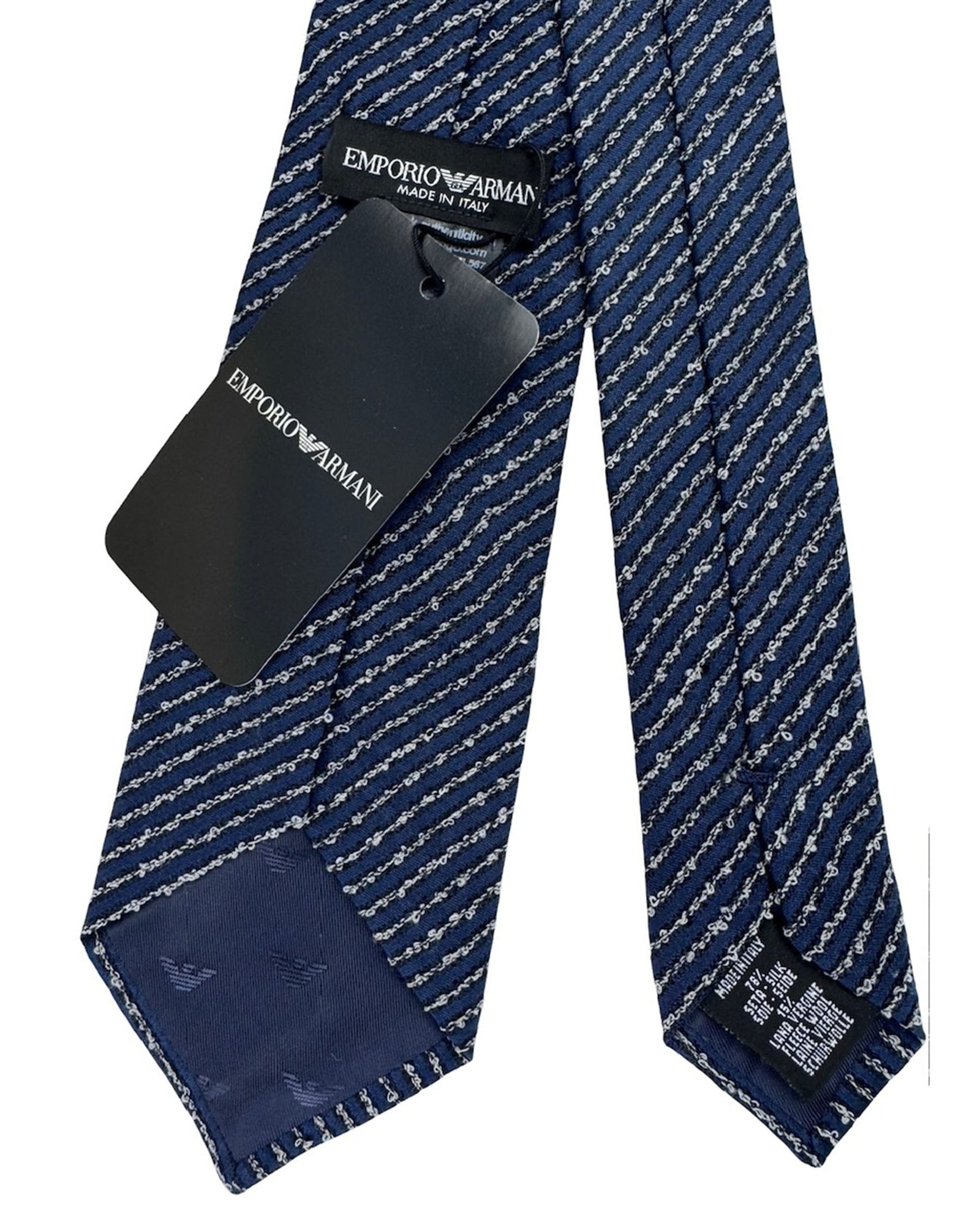 Armani Tie Navy Diagonal Rope Stripe - Wool Silk