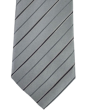 Armani Silk Tie Gray Stripes Pattern