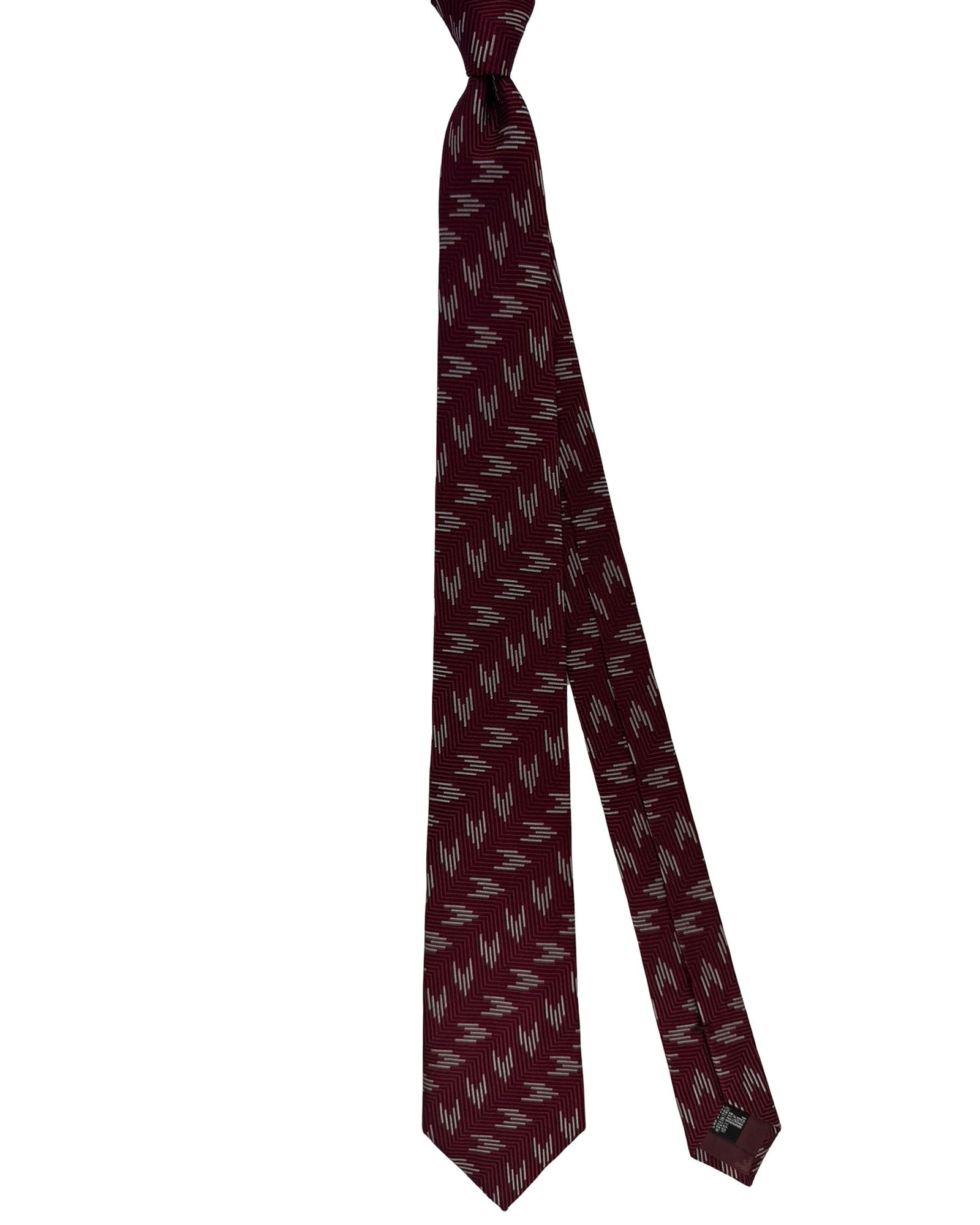 Armani Tie Bordeaux Red Silver Design