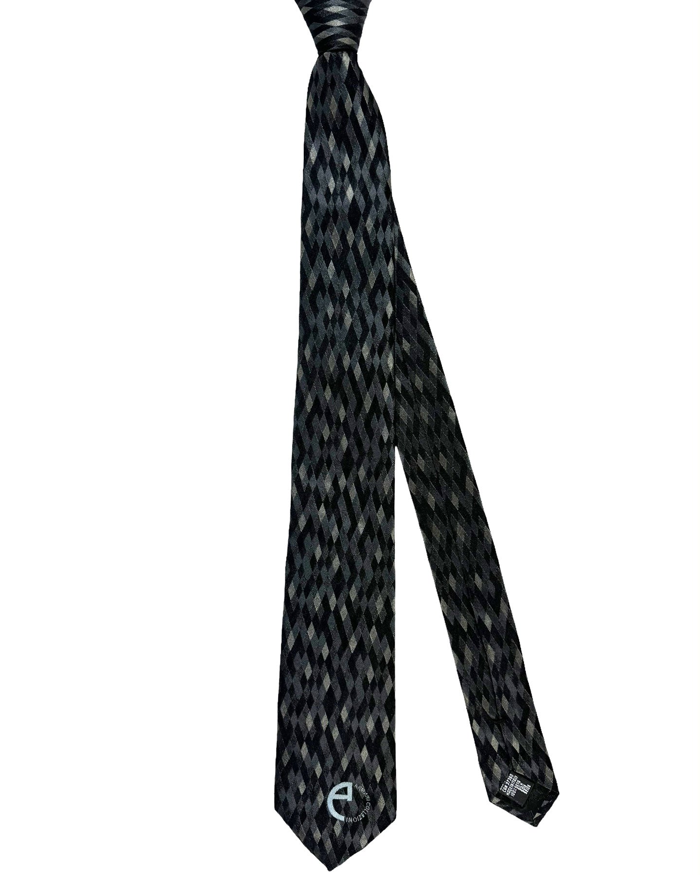 Armani Silk Tie Gray Black Pattern Armani Collezioni