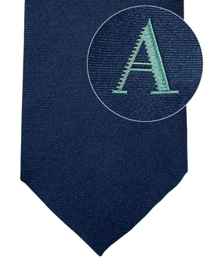 Armani Silk Tie Dark Blue Grosgrain A Logo - FINAL SALE