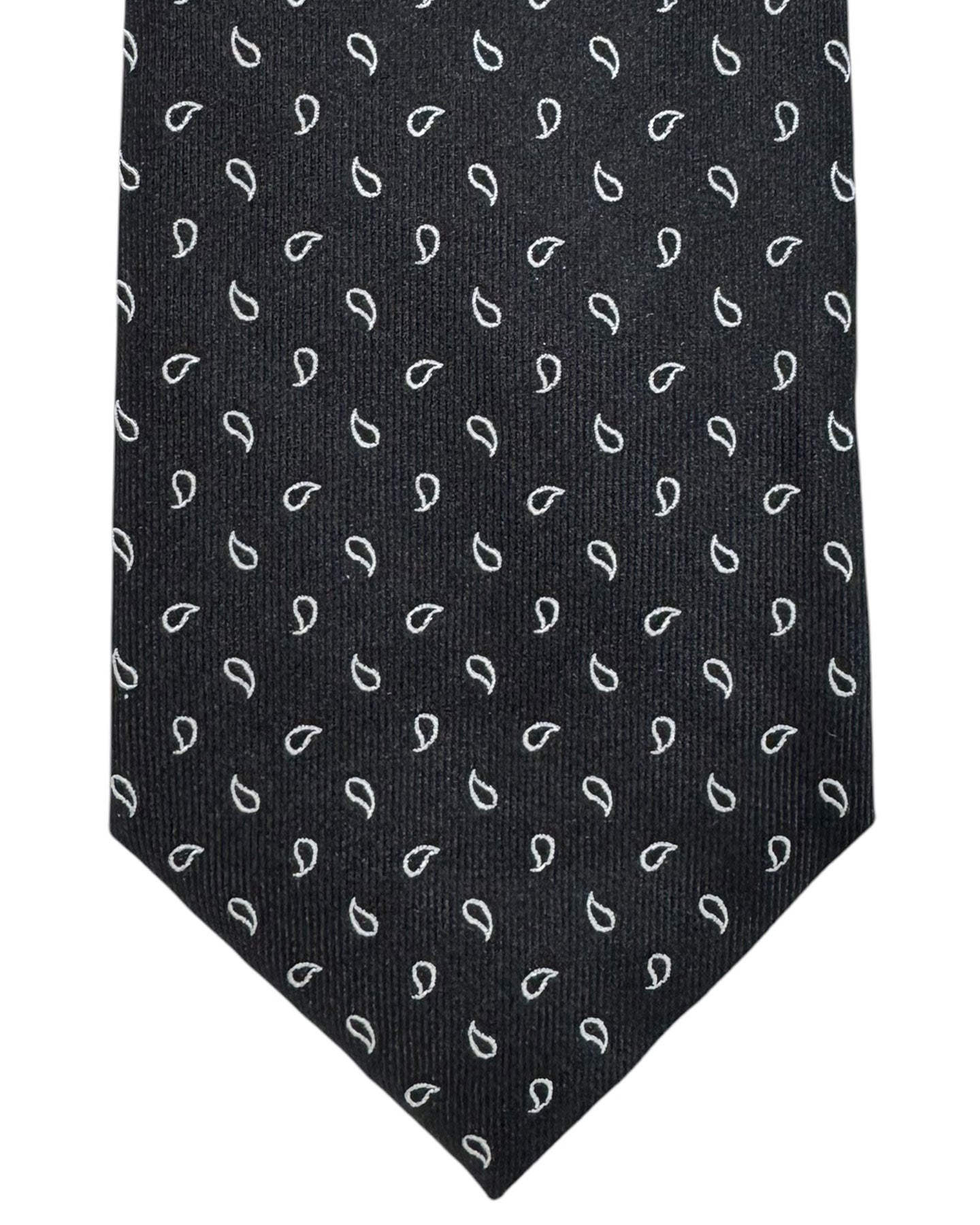 Armani Silk Tie Black Silver Mini Paisley - Emporio Armani FINAL SALE