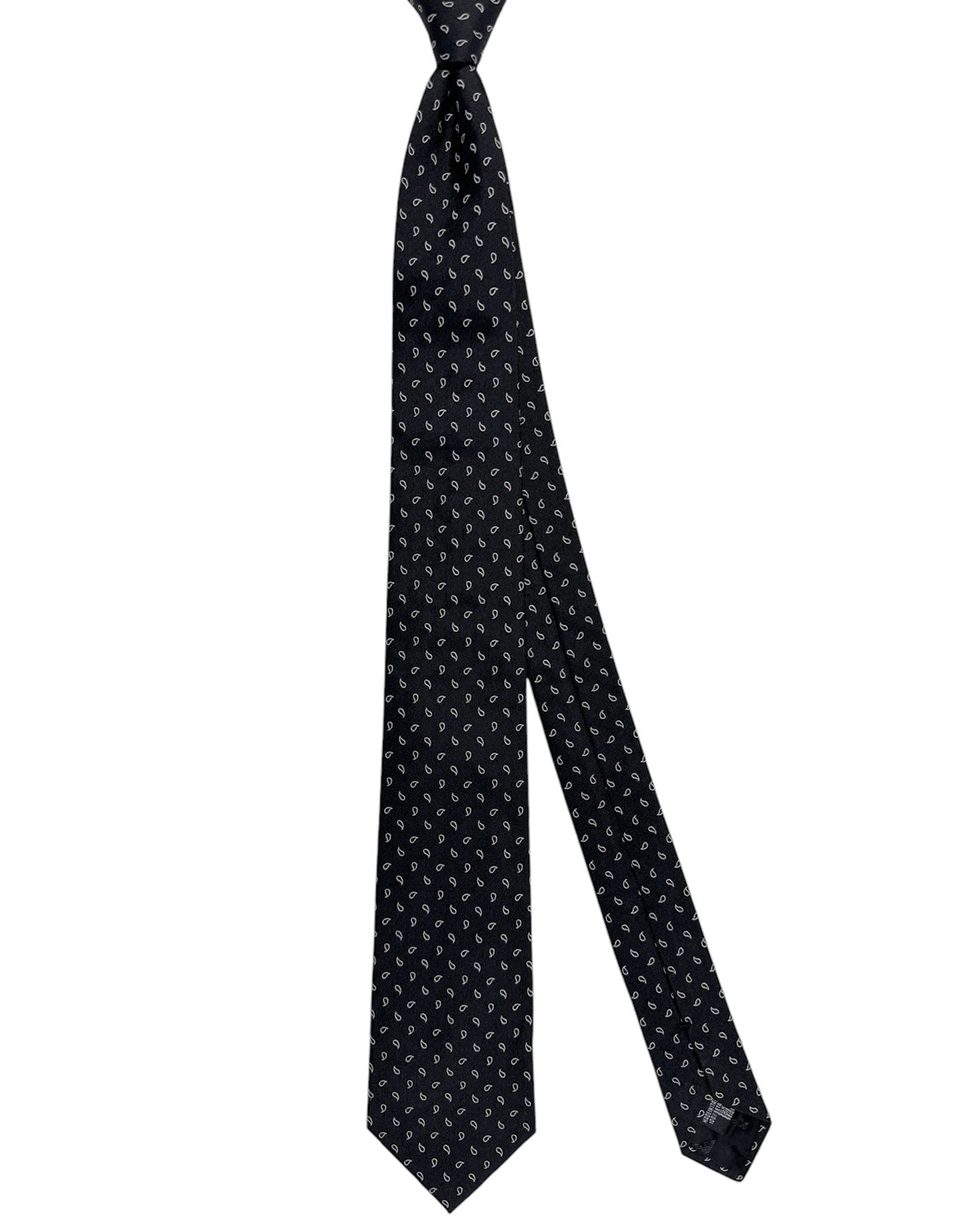 Armani Silk Tie Black Silver Mini Paisley - Emporio Armani FINAL SALE