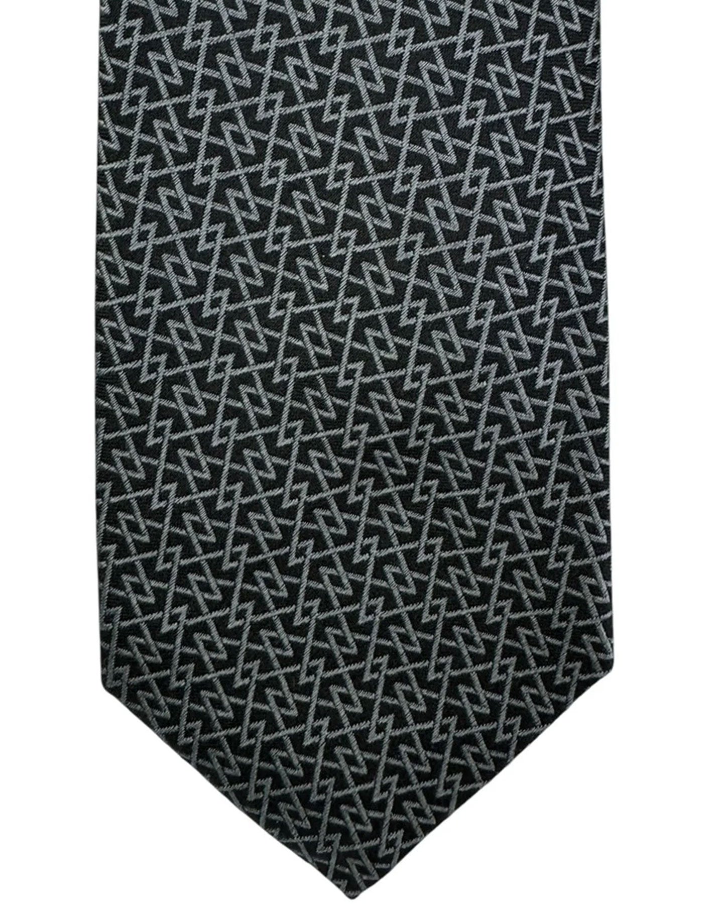 Armani Necktie Black & Grey Zigzag