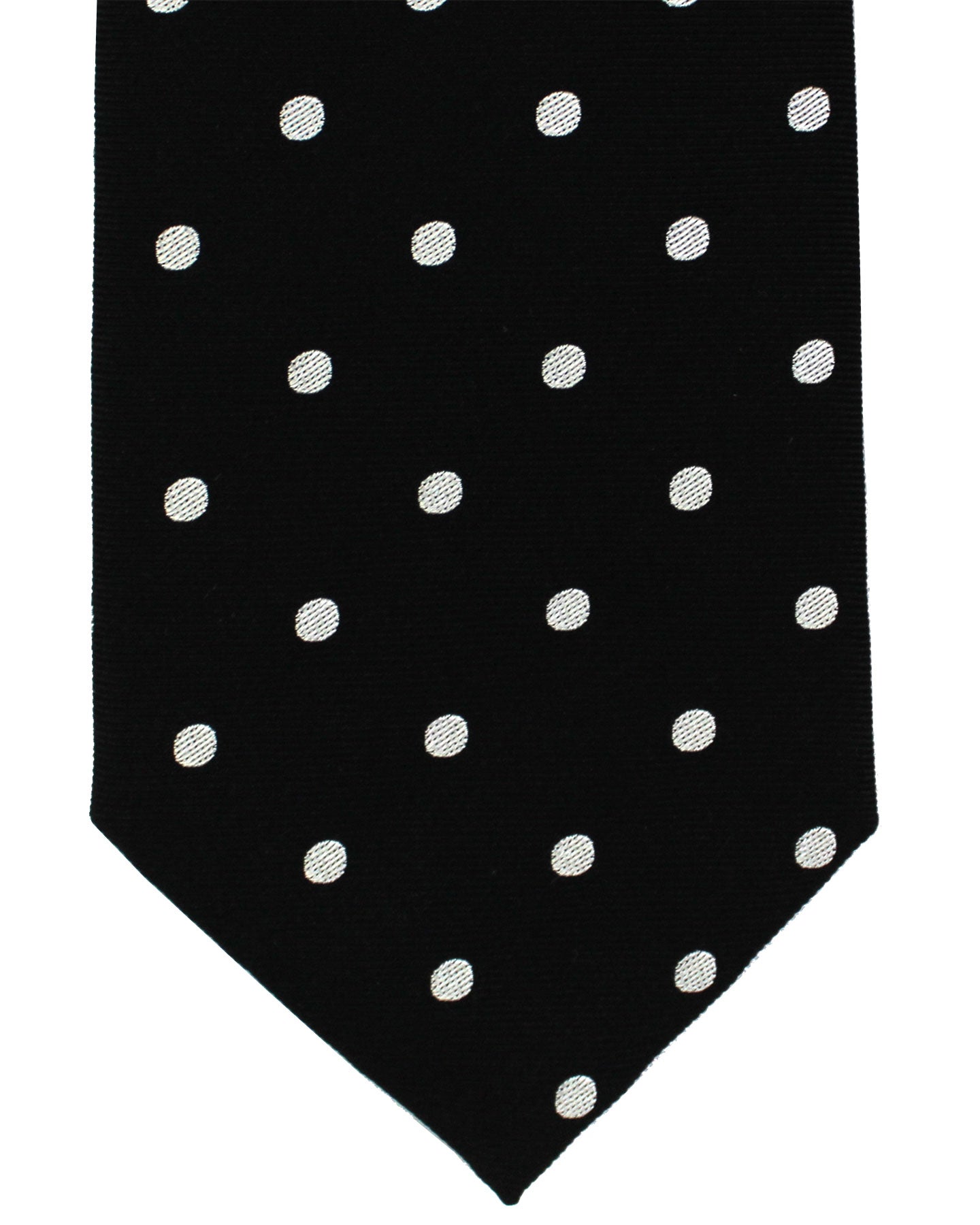 Armani Silk Tie Black Silver Polka Dots