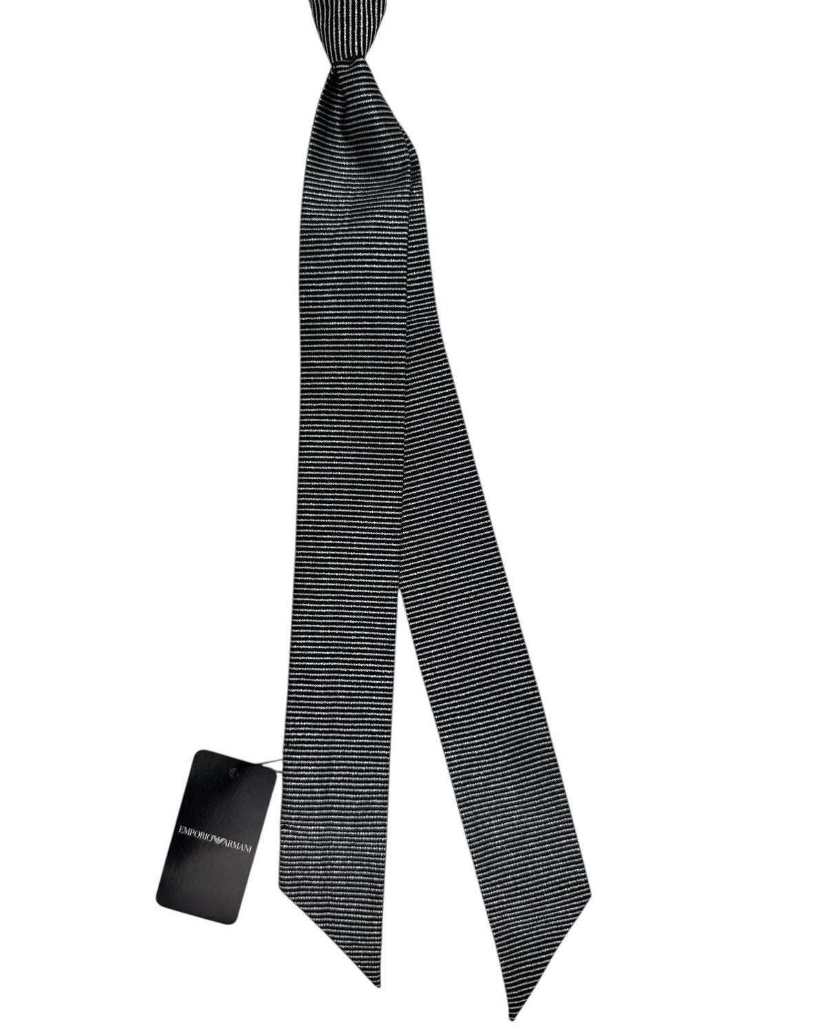 Armani Silk Tie Skinny Black Silver 