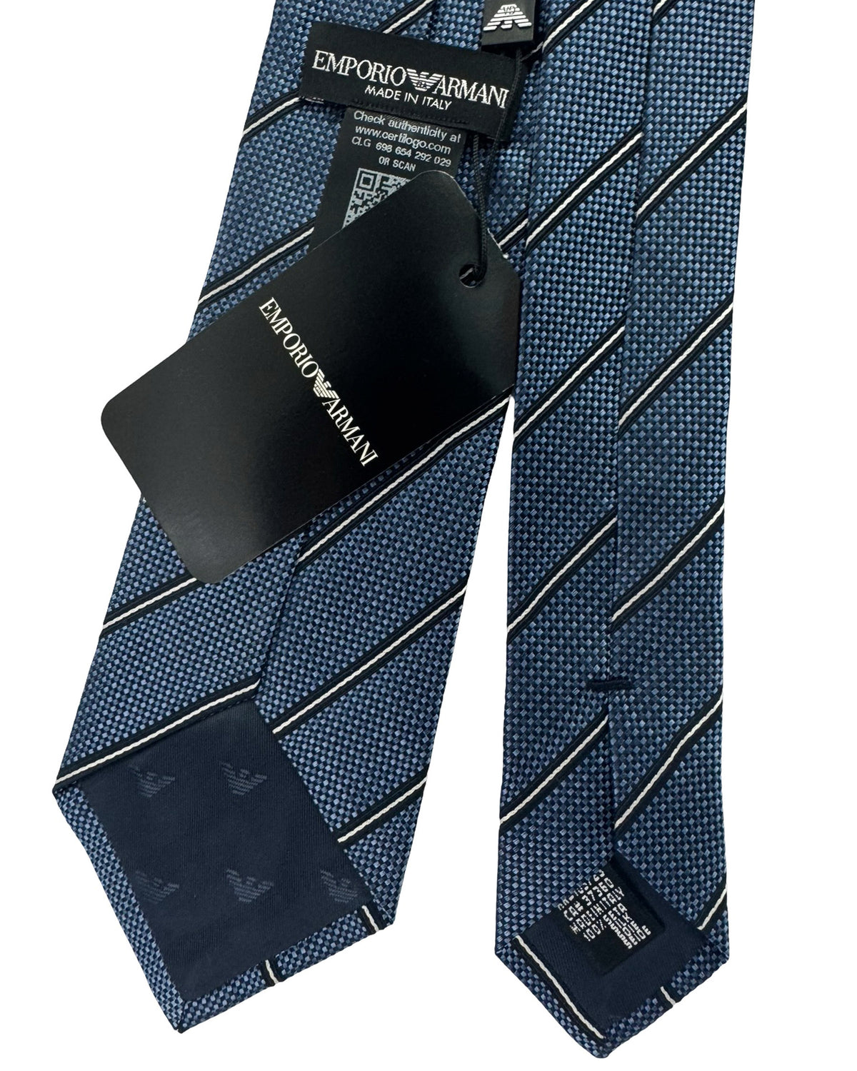 Armani Silk Tie Midnight Blue Stripes