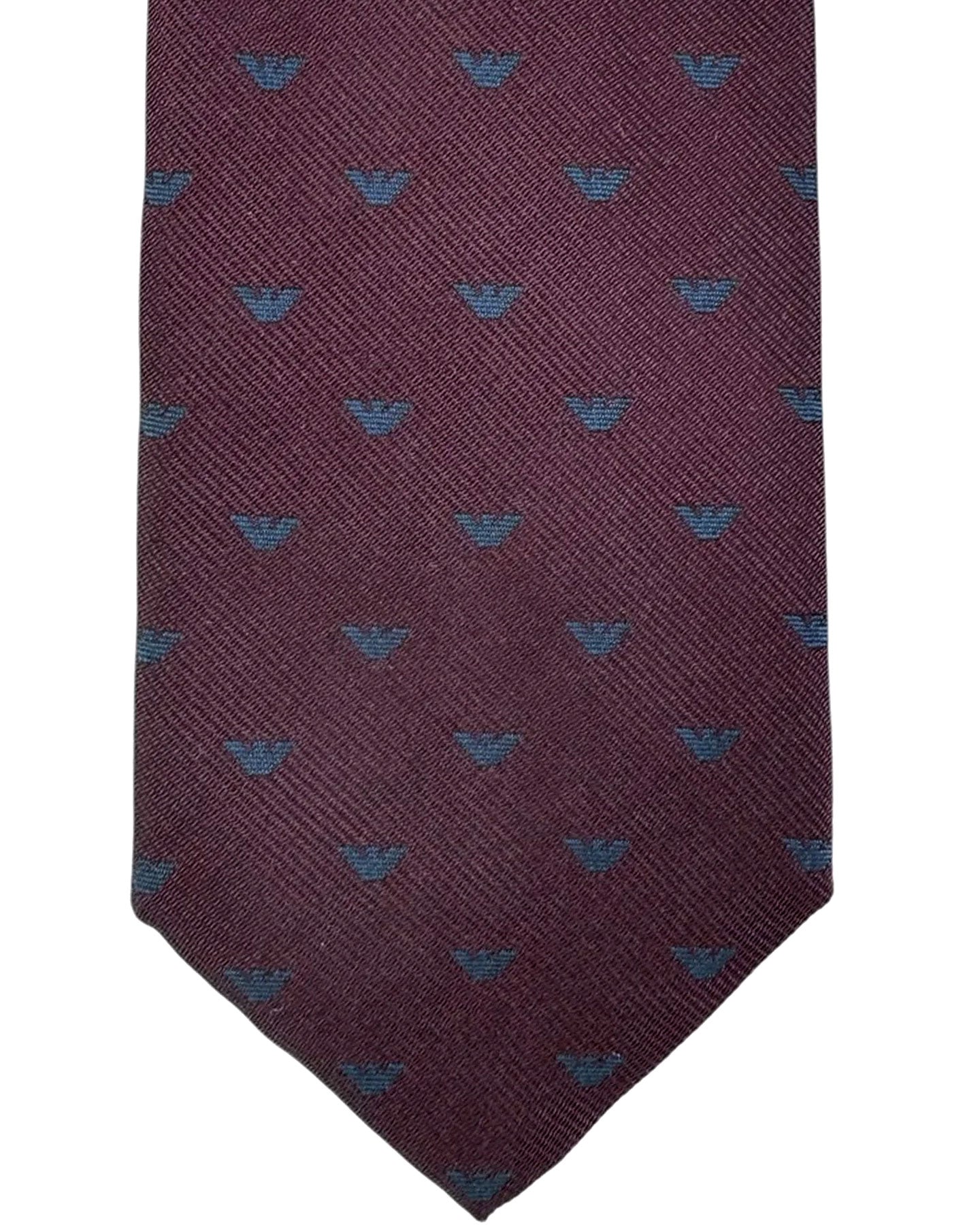 Armani Tie Maroon Micro Eagle Logo Design