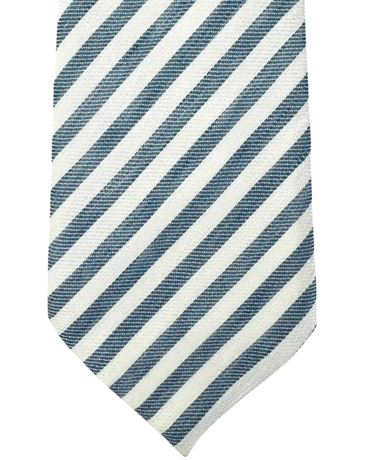 Armani Necktie White Blue Stripes 