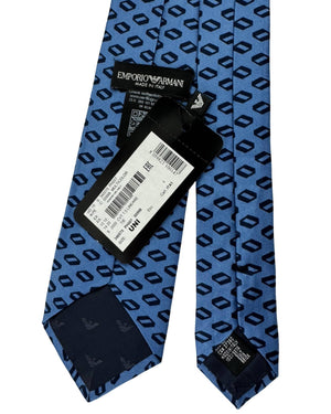 Armani Silk Tie Navy Blue Geometric Design