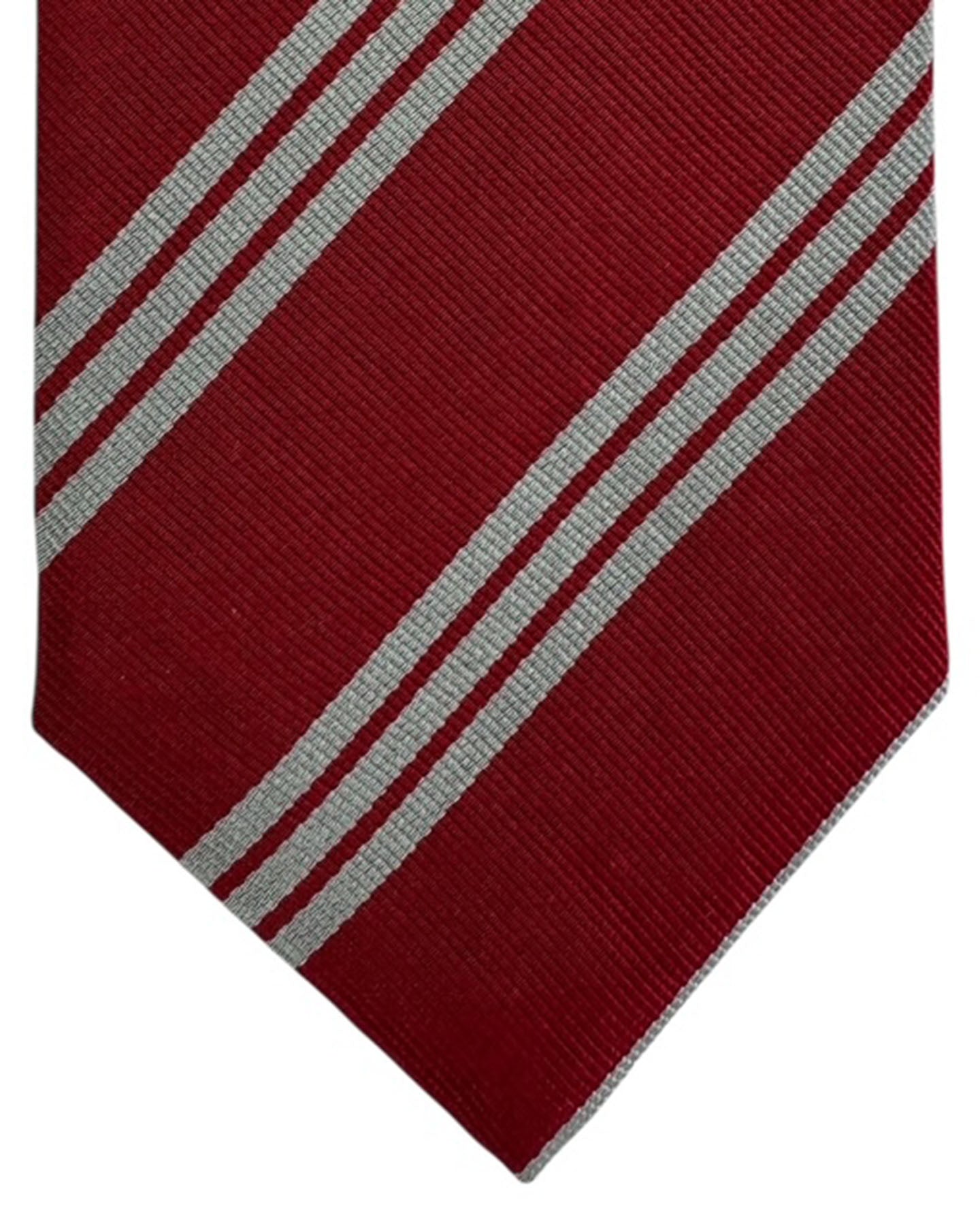 Attolini  Cesare Attolini Tie Dark Red Gray Stripes