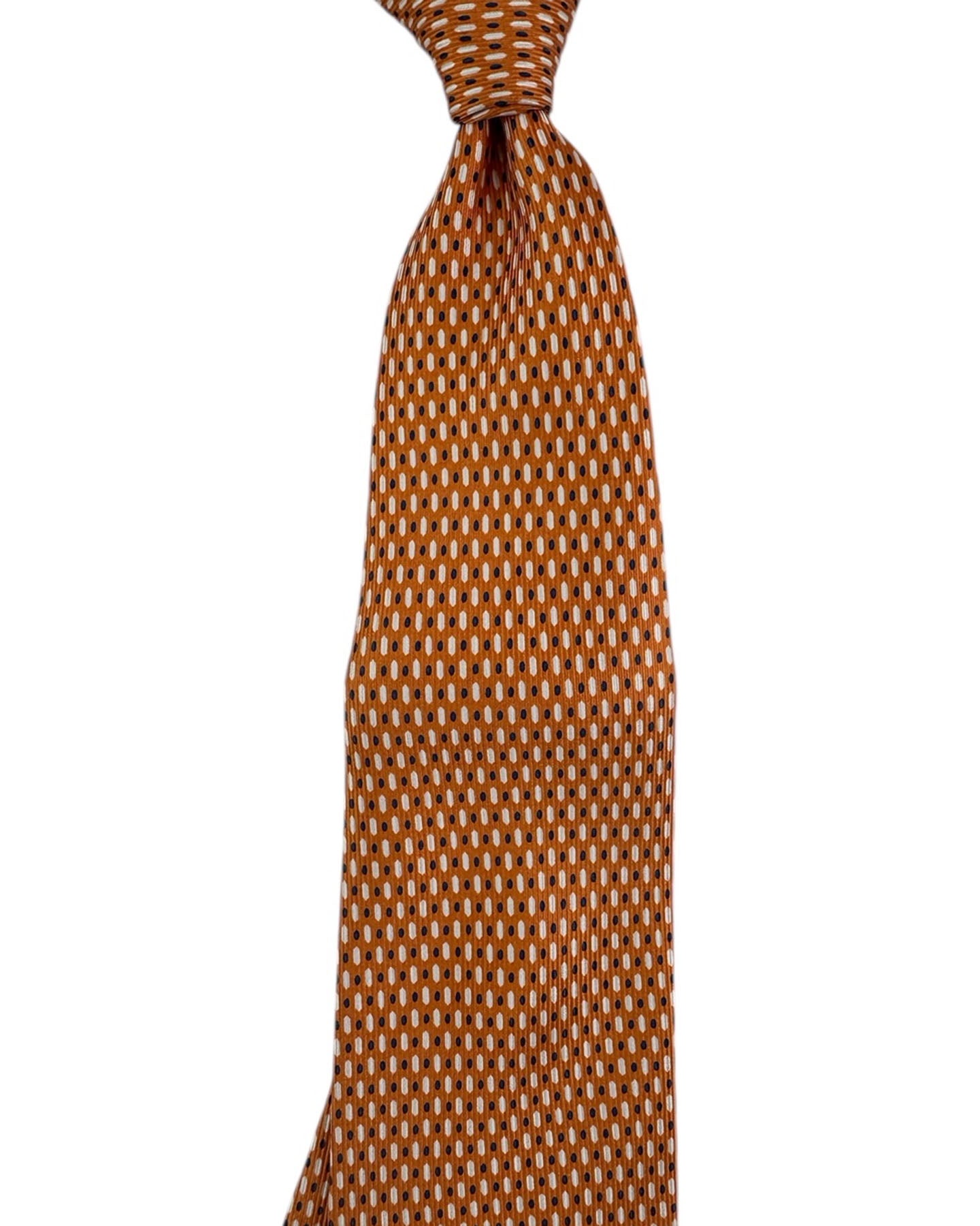 Attolini Tie Orange With Navy And White Oval Pattern