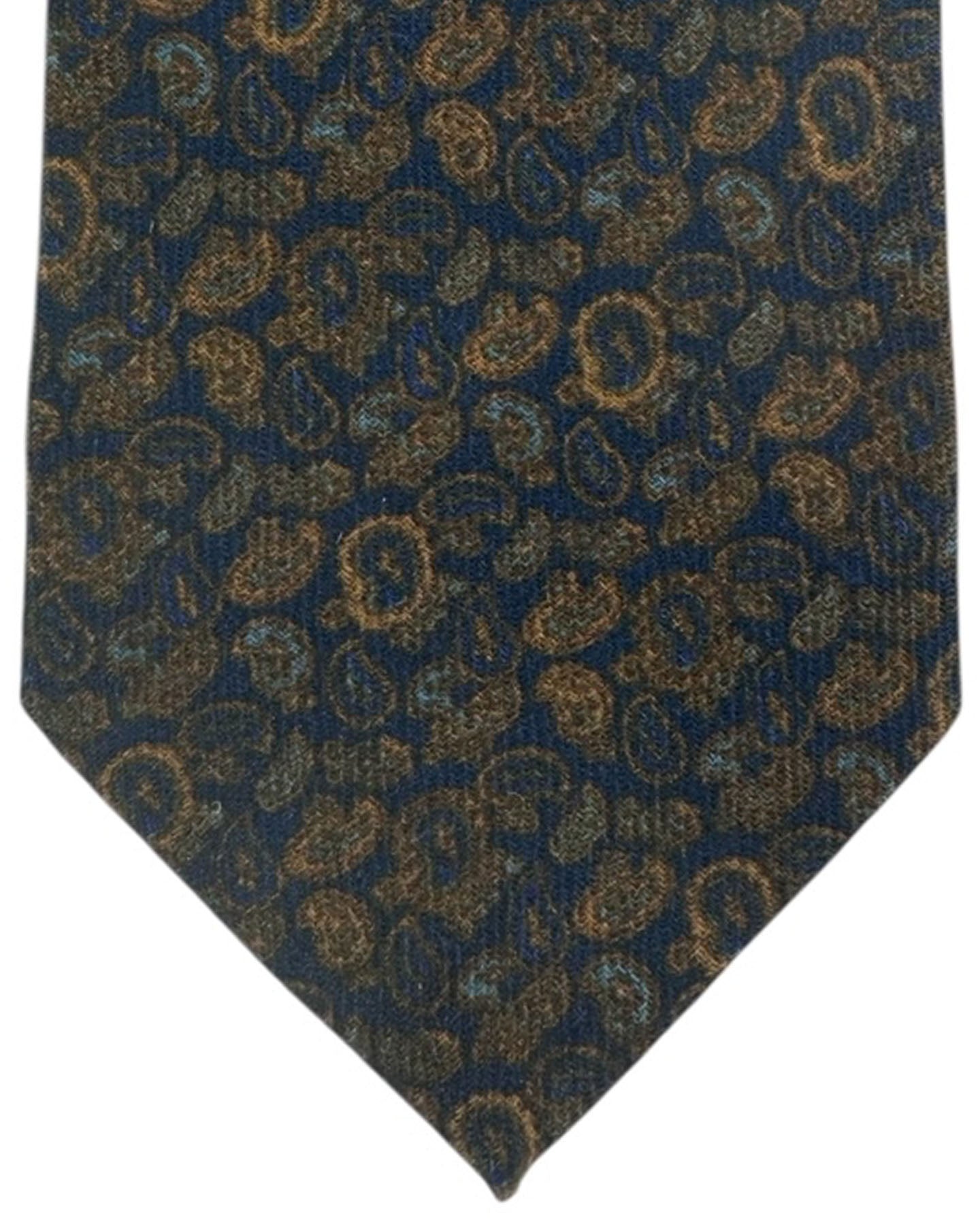 Cesare Attolini Tie marble Brown With Gold Paisley Pattern