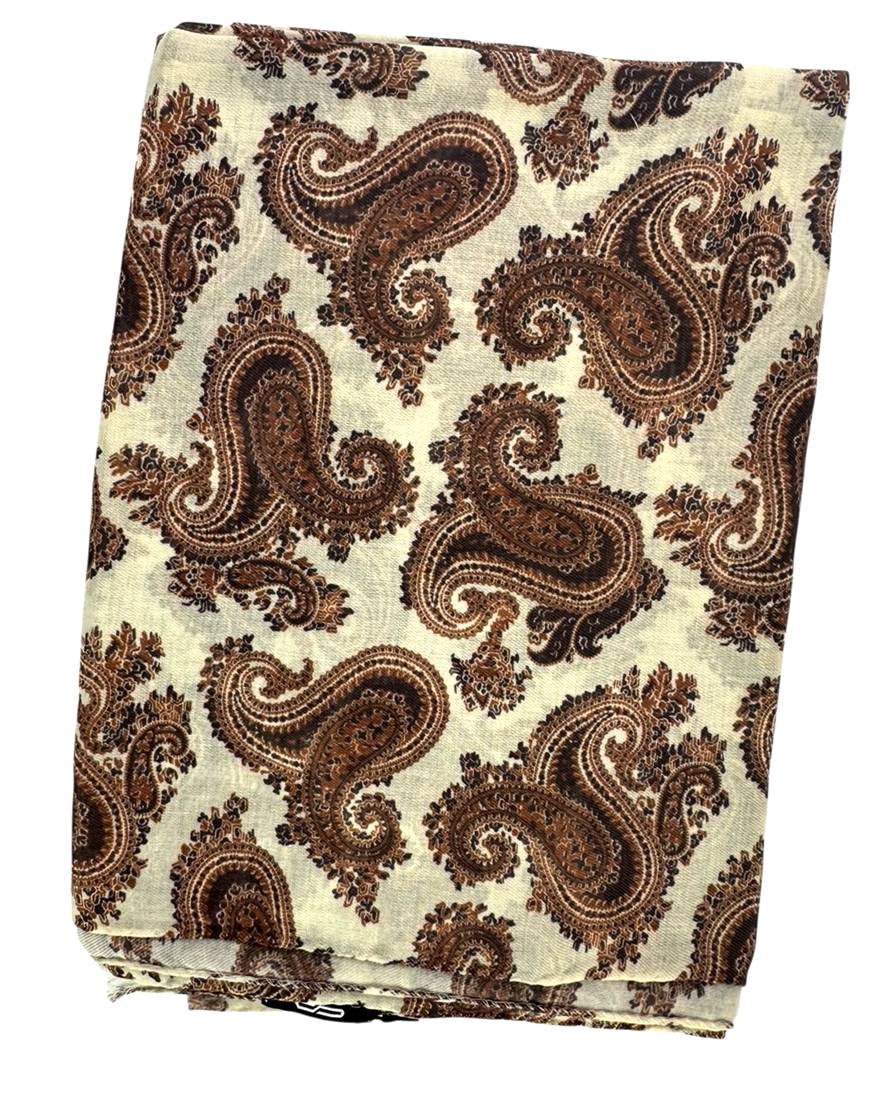 Cesare Attolini Scarf Brown White Paisley SPECIAL ORDER