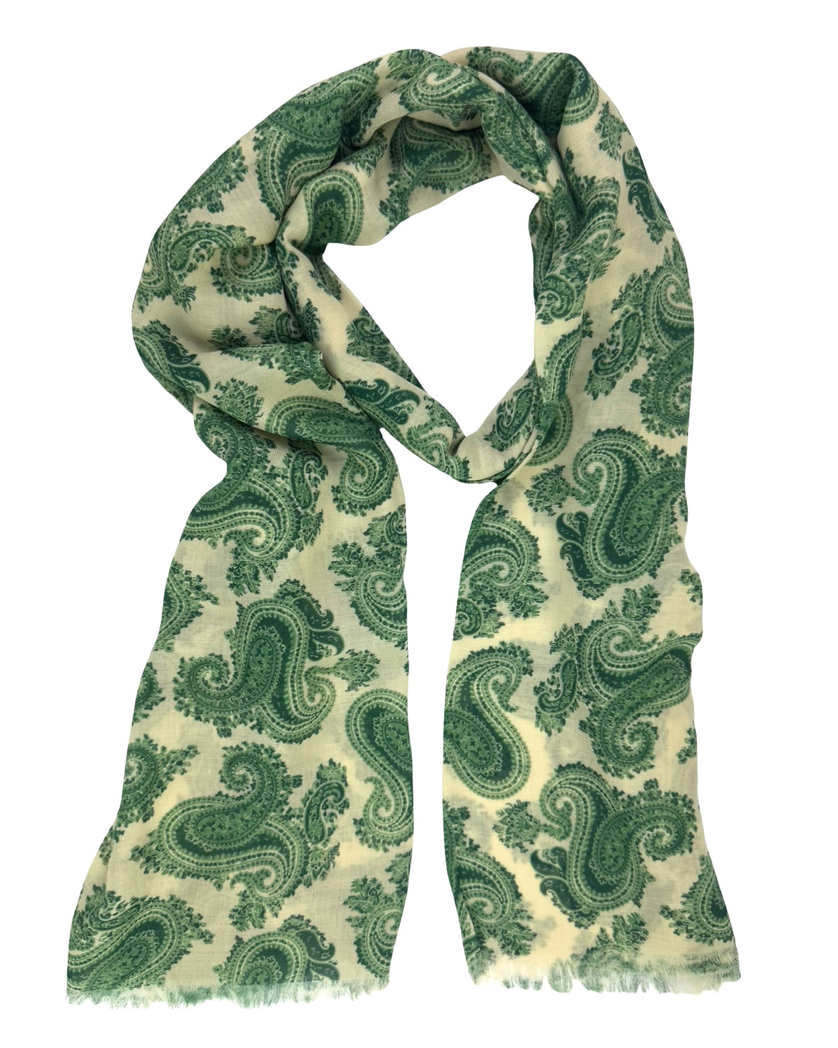 Cesare Attolini Scarf Green Paisley Design - Cashmere Cotton Shawl