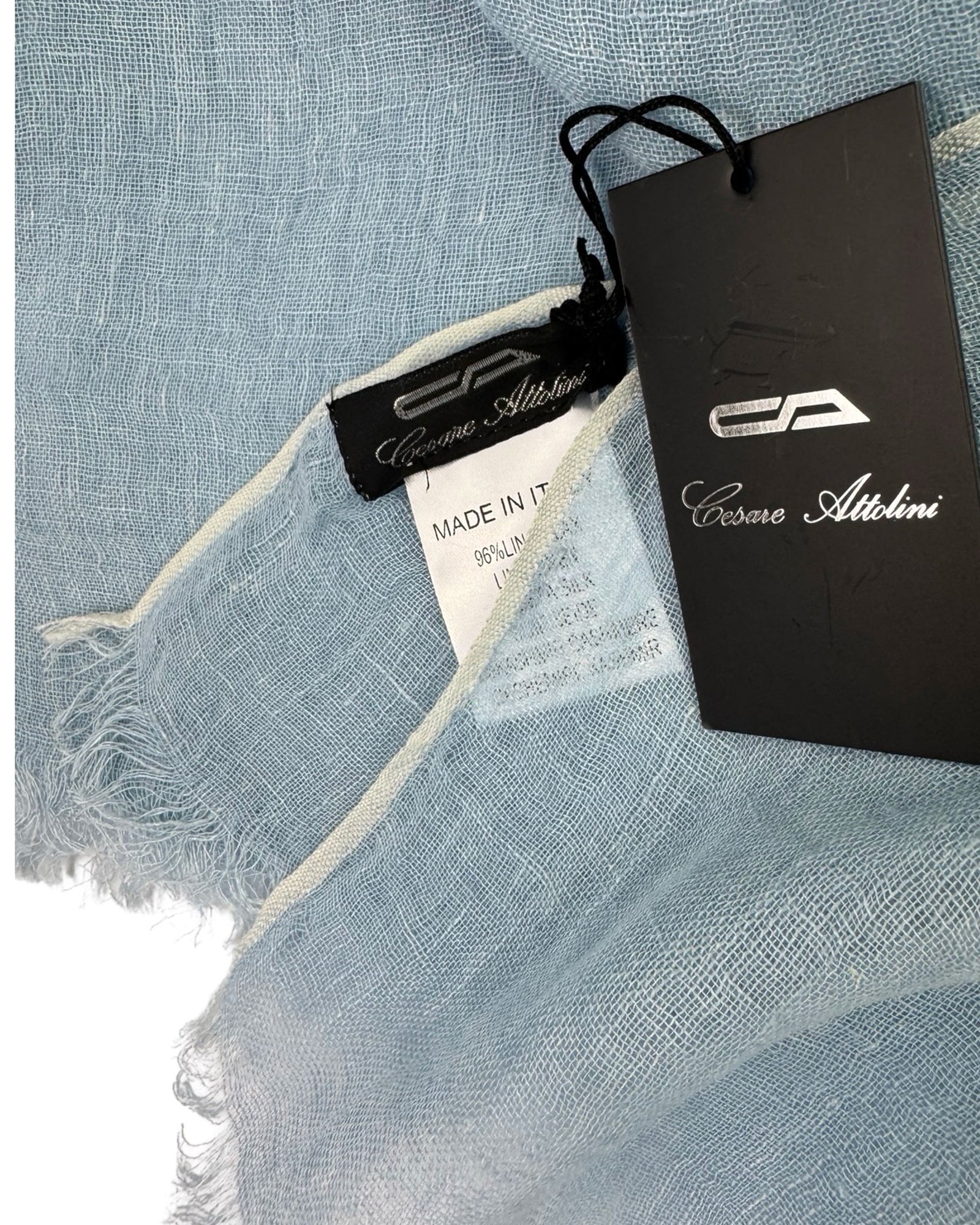Cesare Attolini Scarf Light Blue - Linen Silk Cashmere Shawl