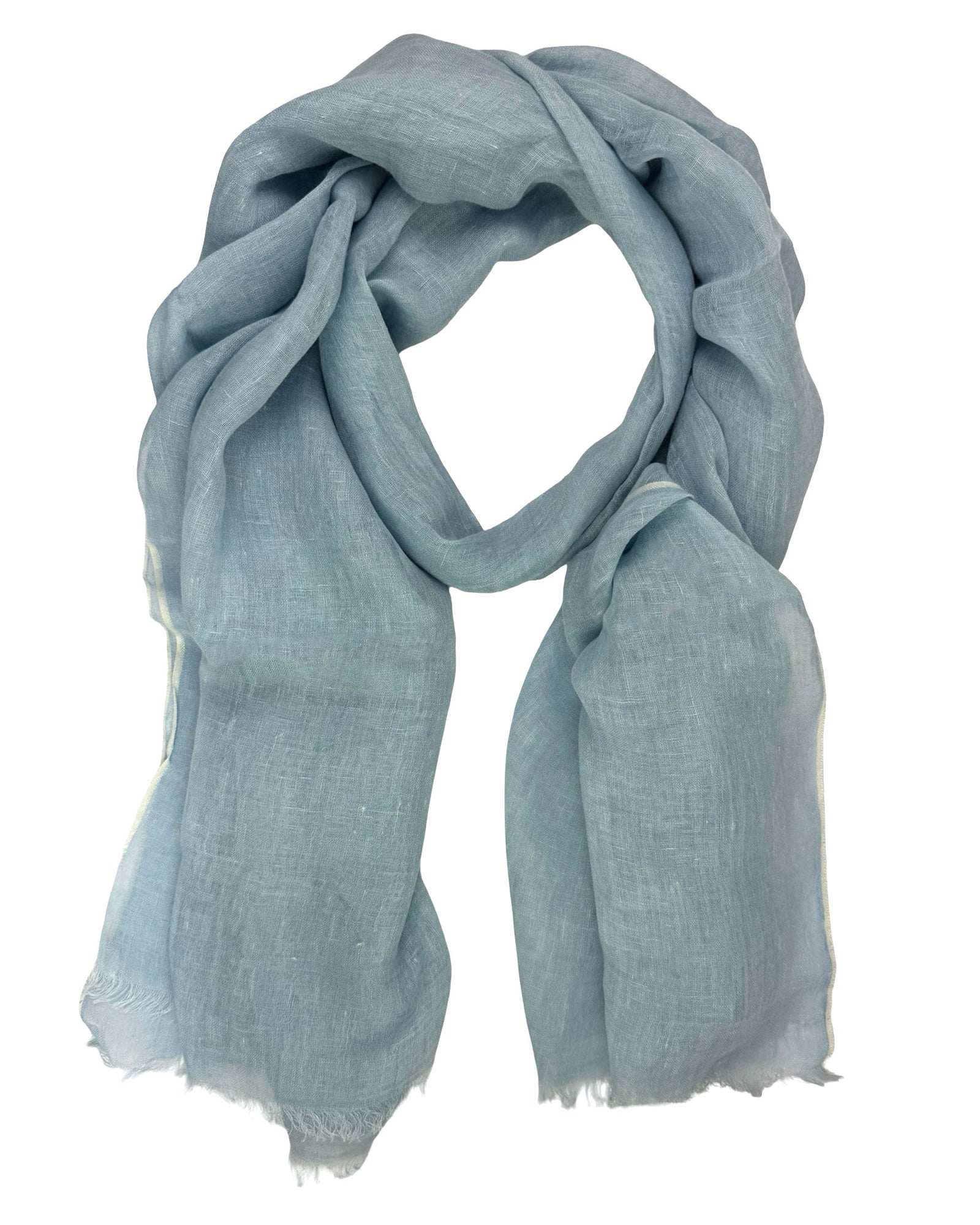 Cesare Attolini Scarf Light Blue - Linen Silk Cashmere Shawl