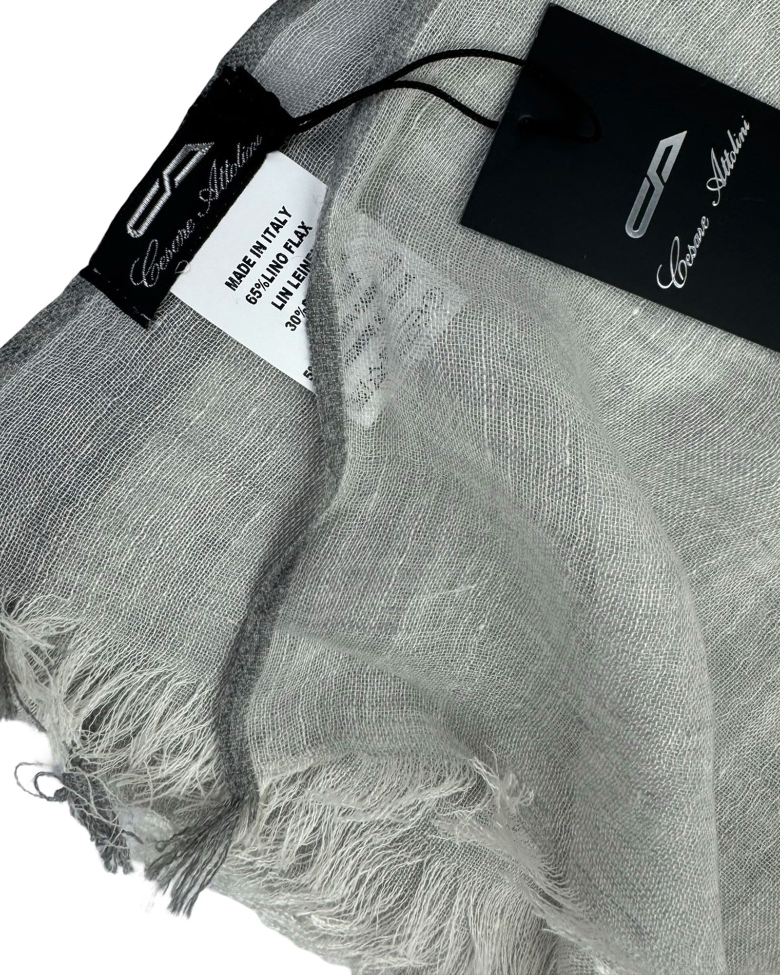 Cesare Attolini Scarf Light Gray - Linen Silk Cashmere Shawl