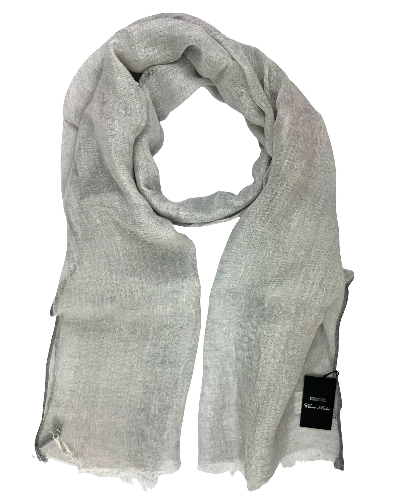 Cesare Attolini Scarf Light Gray - Linen Silk Cashmere Shawl