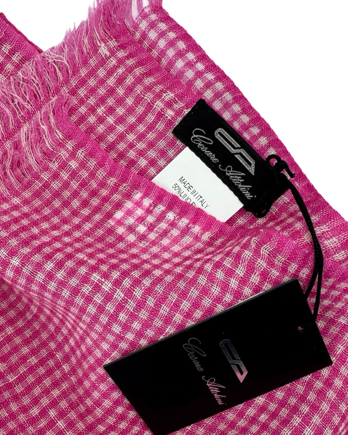 Cesare Attolini Scarf Mini Check - Linen Cashmere Silk