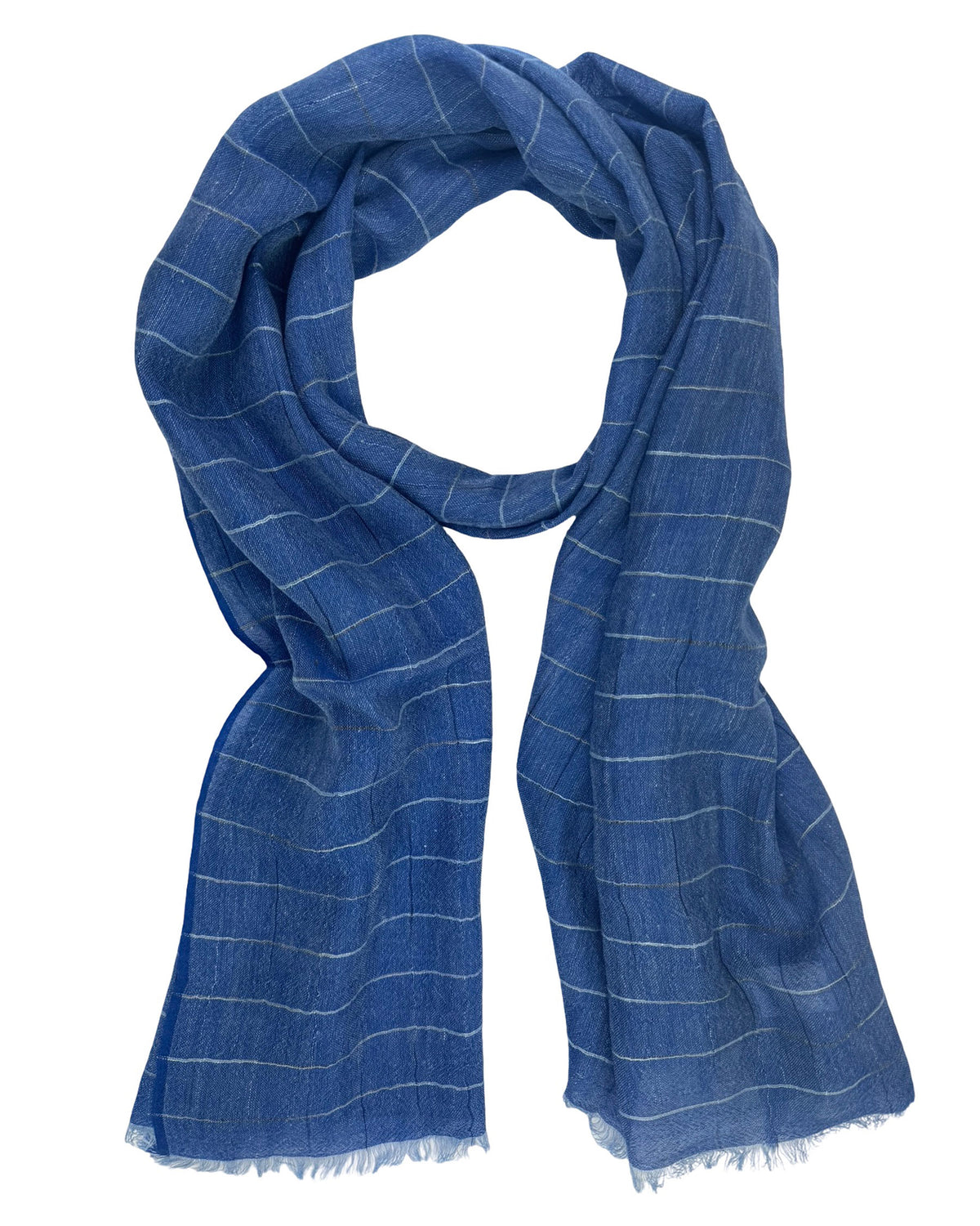 Cesare Attolini Scarf Navy Design - Linen Cashmere Silk Shawl